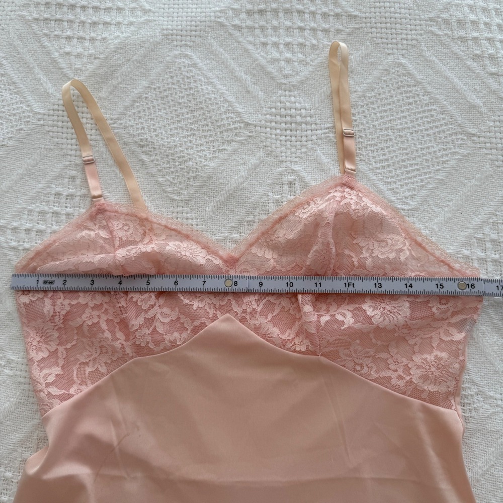 VTG Vanity Fair Powder Pink Slip Lace Dress Lingerie Pinup Boudoit - Picture 10 of 13